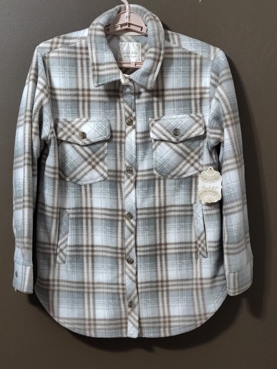 Altar'd State Tops - Altar'd State Plaid Shacket Sage & Taupe MEDIUM NEW WITH TAGS